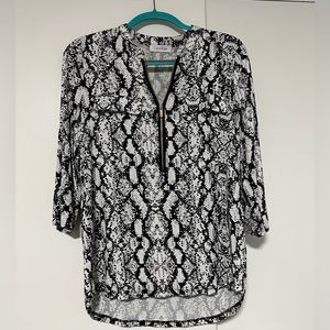 Calvin Klein black and white print top SIZE medium